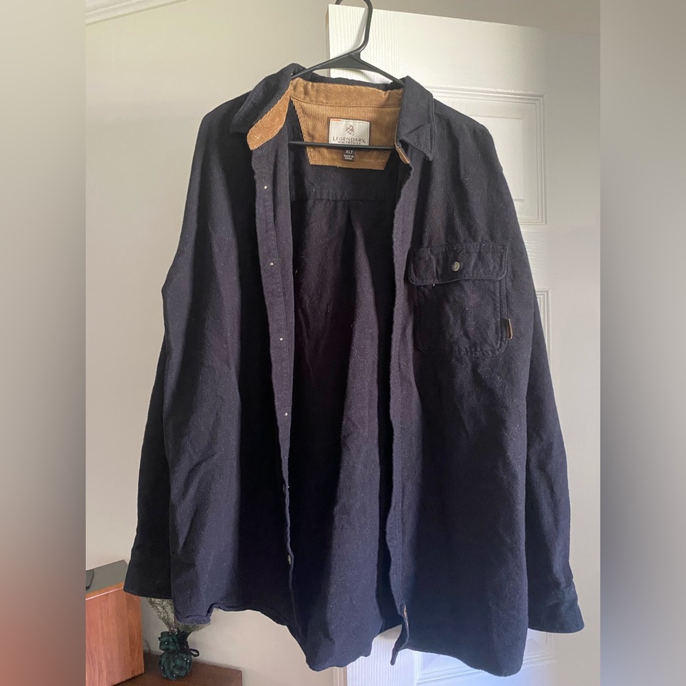 Legendary Whitetails Black Button Shirt with Tan Corduroy Collar